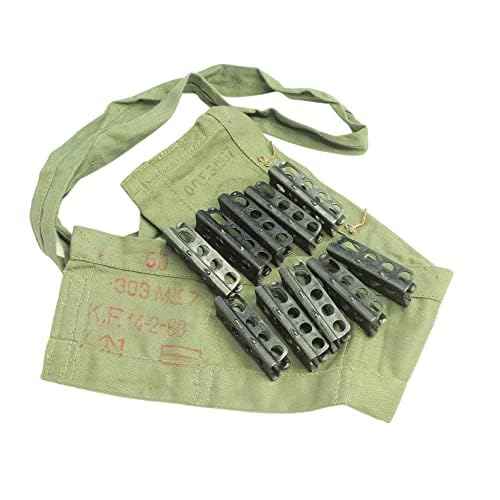 Stripper Clips, 5 rd, Enfield 303 SMLE - Original Australian Army Issue - 10 Pack Complete with Original Cotton 50rd Bandolier - New Old Stock Condition
