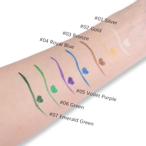 evpct 1Pcs Emerald Dark Green Glitter Shimmer Liquid Eyeliner Eye Shadow Makeup Pencil, Green Face Body Glitter Fake Eyela...