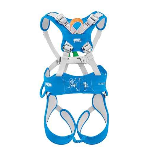 PETZL OUISTITI Kids' Harness - Comfortable, Full-Body Rock Climbing Harness for Children Less Than 30kg/66 lbs - Blue - One Size