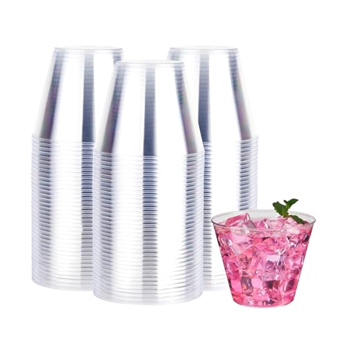 RACETOP 9 oz 200 packs Clear Disposable Plastic Cups, Durable Plastic Cups Tumblers, Perfect for Parties, Wedding and Fest...