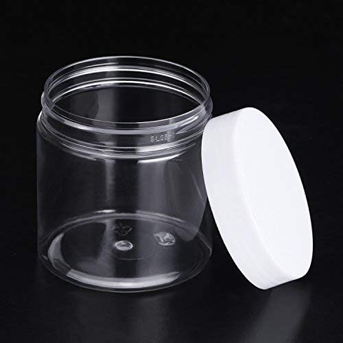 SATINIOR 12 Pack 8 oz Plastic Container Jars with Lids Round Clear Travel Cosmetic Container Slime Jars for Toiletries, Lotion, Cream, Ointments, Makeup, Rhinestone, Samples, Kitchen Storage(Clear)