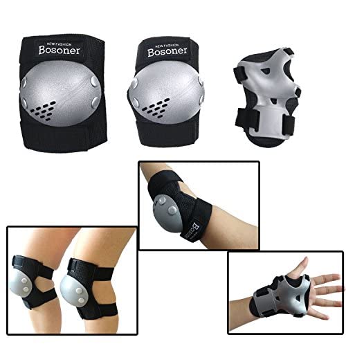 BOSONER Kids/Youth Knee Pads Elbow Pads Wrist Guards Set for 3-15 Years, Child Protective Gear Set for Roller Skates, Cycl...