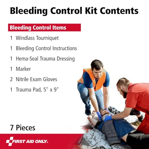 First Aid Only 91512 Critical Essentials Bleeding Control Kit for Limb Wounds, 7 Pieces
