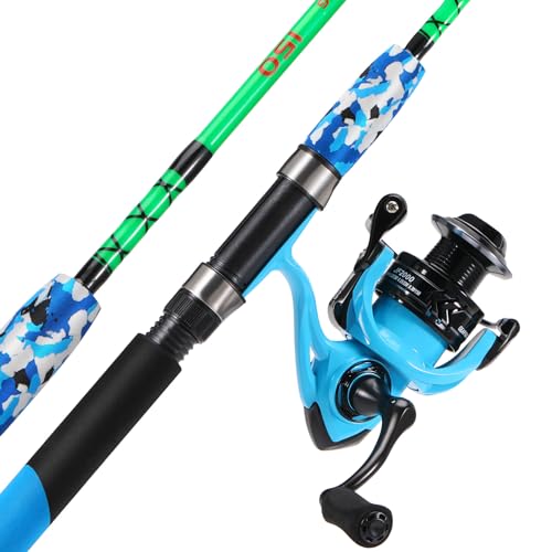 Sougayilang Spinning Reel and 2-Piece Fishing Rod Combo, Durable Graphite & Fiberglass Rod, Split-Grip Cork Handle,Right/L...