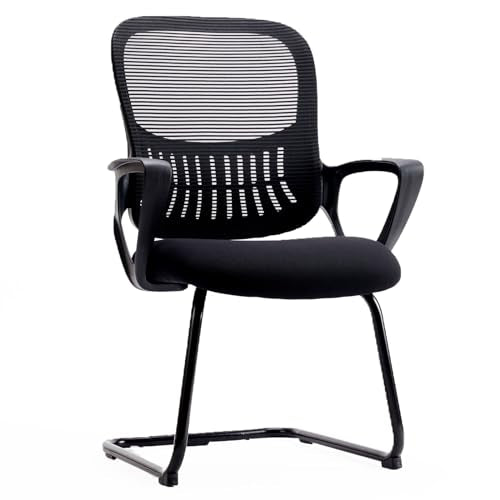 Sweetcrispy Reception Guest Chair Set of 1, Stationary Non Rolling Mesh Mid Back Computer Office Desk with Lumbar Support ...