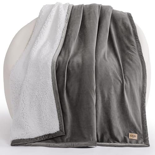 UGG Bliss Throw Blanket Plush Soft Fleece Fluffy Blankets for Bed or Couch Oversized Warm Reversible Machine Washable Medi...