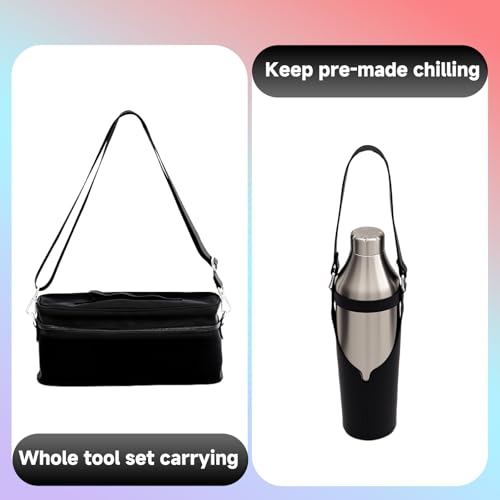 Lexenic Portable Cocktail Shaker Set,Premium Stainless Steel Vacuum Insulated Martini Shaker Kit,Bartender Kit Camping Coc...