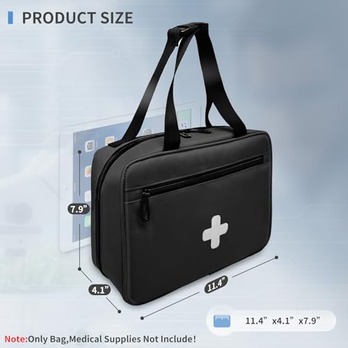 NENYX First Aid Bag Empty, Compact and Portable Medical Supplies Organizer with Multiple Compartments, Emergency Trauma Ba...