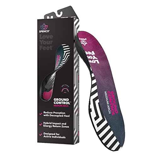 Spenco Ground Control Shoe Insoles for Women and Men, Medium Arch, Women's 13-14 / Men's 12-13