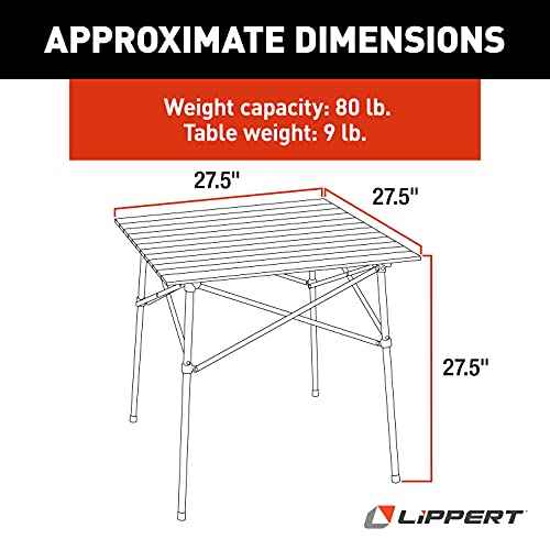 Lippert HD Hybrid Foldable Camp Table with Carry Bag White 27 1/2¡± x 27 1/2¡± x 27 1/2" (H x W x D),Hammer Grey