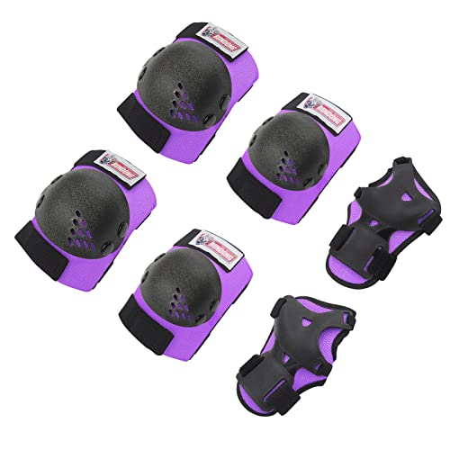 RUNDONG Youth/Kids Knee Pads Elbow Pads Wrist Guards Protective Set for 3-15 Years Child Roller Skates, Scooter, Inline Sk...