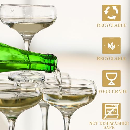 Zopeal 50 Pcs Champagne Glasses 5 oz Unbreakable Plastic Martini Glasses Disposable Wine Cups Stackable Stemmed Champagne ...