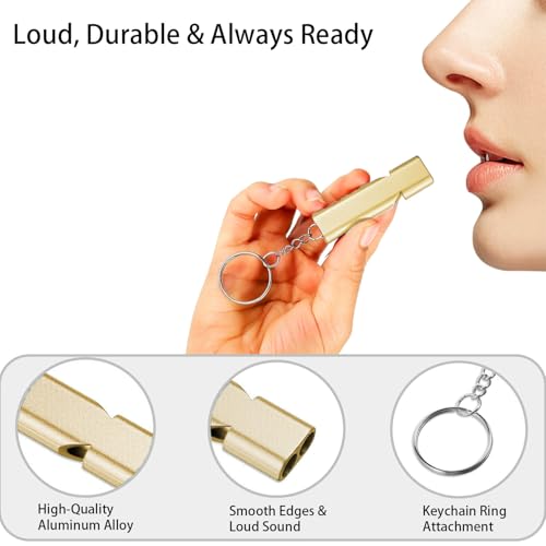 Premium Extra Loud Whistles for Camping Hiking Hunting Outdoors Sports and Emergency Situations, Sturdy but Light Aluminiu...