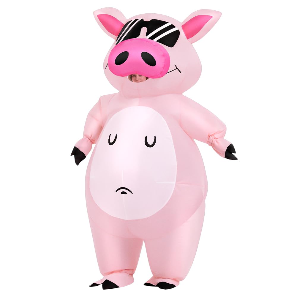 KOOY Inflatable Pig Costume, Pig Costume Adult Inflatable Costumes Adult Size Full Body Blow up Costumes for Adults Women Men Inflatables Fancy Funny Suit for Halloween Party