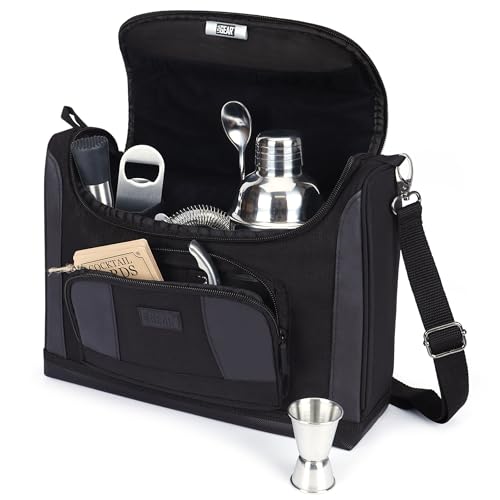 USA Gear Travel Organizer Fits Bartending Kits - Bartending Bag with Shoulder Strap, Customizable Interior for Jigger, Sha...