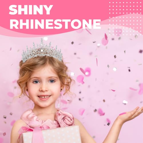 Papoopy Birthday Tiara Crown with Sash for Women, Headband Hair Accessories for Wedding Party Costume Silver
