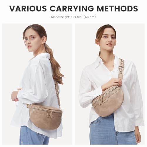 LOVEVOOK Fanny Packs for Women Cross Body, Vegan Leather Belt Bag for Women, Waterproof Sling Purse Fashion Waist Pack Des...