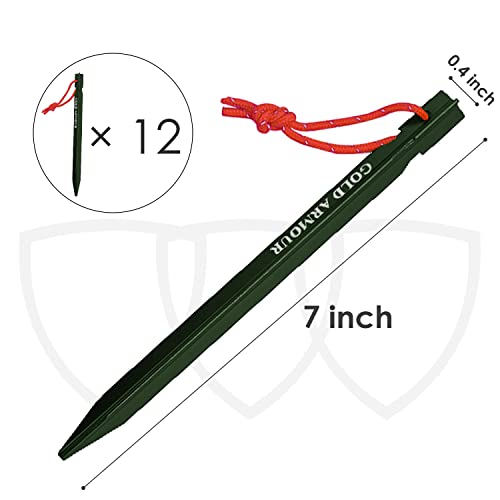 Gold Armour Tent Stakes - 12 Pack Heavy Duty, Lightweight, Camping Stakes Pegs for Outdoor Tent and Tarp, Essential Campin...