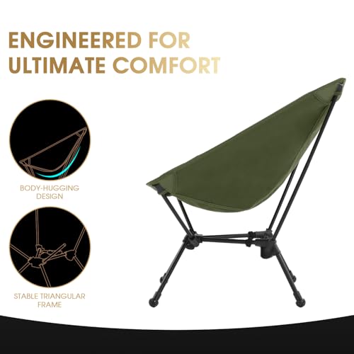 MOON LENCE Portable Camping Chair, Lightweight Folding Backpacking Hiking Chair, Plus Size Compact Yet, Support 330 lbs (G...