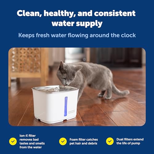 PetSafe Viva Pet Fountain - Encourages Healthy Hydration - Automatic Water Dispenser with Double Filtration - Ultra Quiet ...