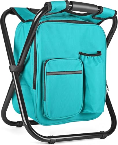 Kikerike Backpack Stool Cooler Chair Heavy Duty 300 LBS Max Load Portable Lightweight Stool Backpack Folding Fishing Coole...