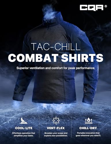 CQR Men's Combat Shirt Tactical 1/4 Zip Long Sleeve Military BDU Shirts Camo EDC Top with Pockets