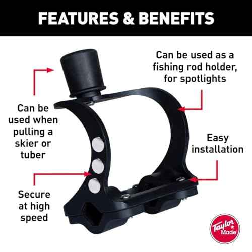 Taylor Made KW-Series Flagpole Mount for Boats, Universal Clamp-On Mount, Fits 3/4", 1", 1-1/4" Flagpoles, No Drilling Required, Mounting Hardware Included