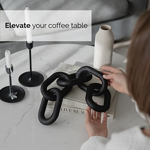 PEAKOLY Wood Chain Link Decor - Modern Coffee Table Decor Items, Black Chain Decor for Coffee Table, Wooden Decorative Cha...