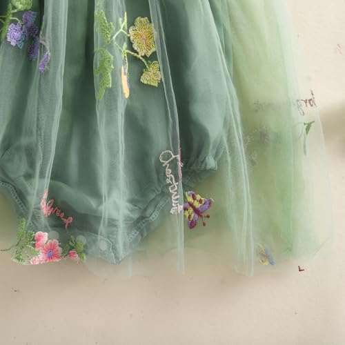 Newborn Infant Baby Girls Clothes Flower Butterfly Embroidery Sleeveless Romper Tulle Mesh Dress Toddler Bodysuit