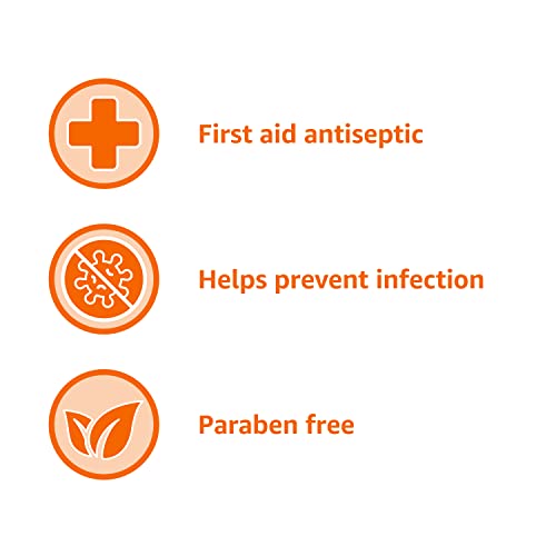 Amazon Basics First Aid Antiseptic, 10% Povidone Iodine Solution First Aid Antiseptic, Unflavored, 8 Fluid Ounces, 1-Pack...