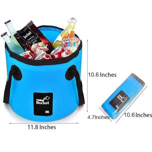 Collapsible Bucket 5 Gallon Container Folding Water Bucket Portable Wash Basin for Outdoor Travelling Camping Fishing Gard...