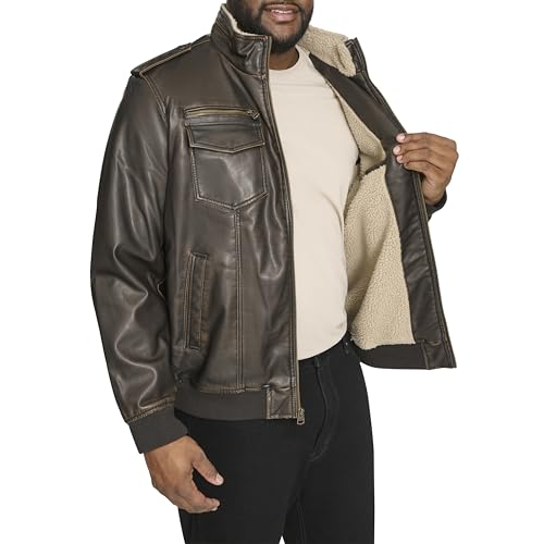 Levi's Men's Vintage Deer Faux Leather Aviator Bomber (Standard and Big & Tall)