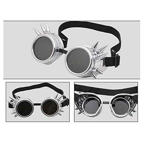 Steampunk Goggles Vintage silver stud welding glasses motorcycle goggles Gothic Cosplay Sunglasse