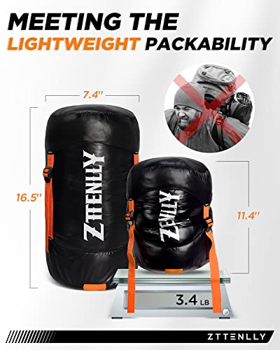 ZTTENLLY Down Sleeping Bag for Adults - Lightweight and Compact for Backpacking, Camping and Hiking - 550/600 FP, 0/20/30 ...