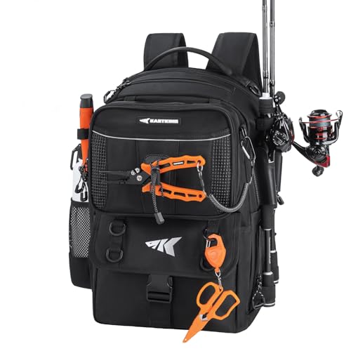 KastKing BaitSpace 50L Fishing Tackle Backpack with Removable Bait Binder,2 Rod Holders Storage Fishing Gear and Equipment