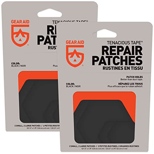 GEAR AID Tenacious Tape Hex – 2.5” & 1.5” Repair Patches (8 Patches: Four 2.5” & Four 1.5”, Black) – Peel-and-Stick Outdoo...