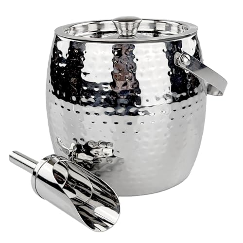 BREKX 3-QT Insulated Ice Buckets for Parties with Lid and Scoop - Iceberg Anchored Wine Chiller Champagne Bucket for Cockt...