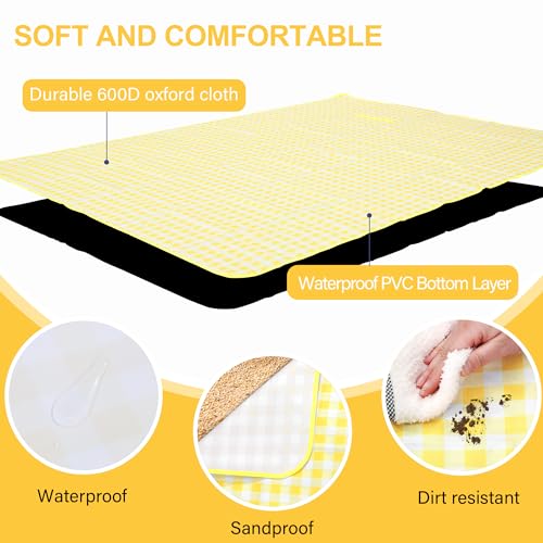 HX&OD Outdoor Picnic Blanket 80"X80" Picnic Mat Extra Large Camping Blanket Beach Blanket Foldable Waterproof Sand Mat Hik...