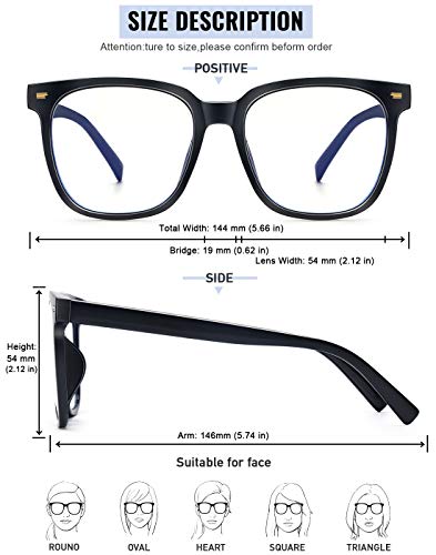 PANNER Oversized Square Blue Light Blocking Glasses for Women Men Anti Glare Reduce Eyestrain Computer Glasses