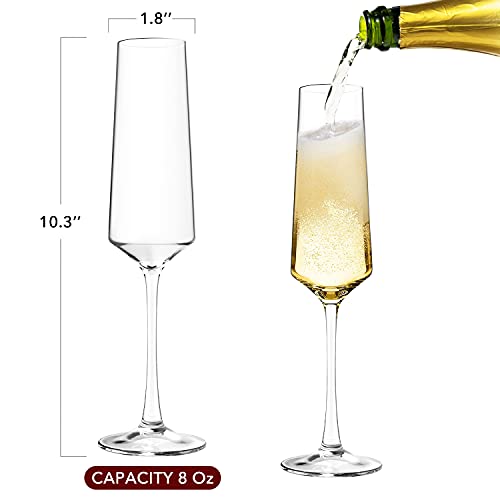 Generic Chouggo Champagne Flutes Set of 6 Hand Blown Crystal Champagne Glasses Hand Crafted by Artisans Premium Crystal Gi...