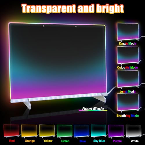 LED Note Board with Colors, 13.7"X10" 6 Modes & 8 Colors Acrylic Dry Erase Boards with Light, Include Adapter, Hanging Cha...