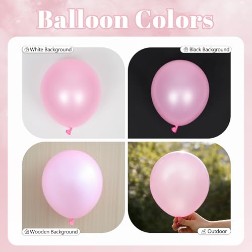 60pcs Pink and White Balloons 12inch with Clear Pastel Pearl Pink Balloons for Wedding Bridal Baby Shower Shower Birthday ...