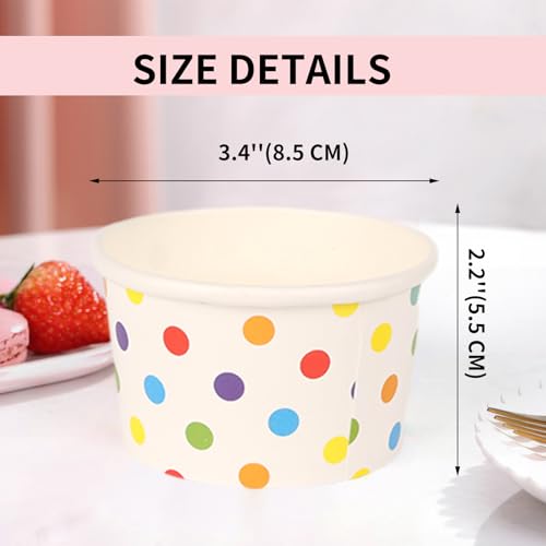 zandfelo 50 Pcs 5.5 oz Ice Cream Cups, Disposable Ice Cream Cups,Frozen Dessert Yogurt Cups, Paper Sundae Cups, Disposable...