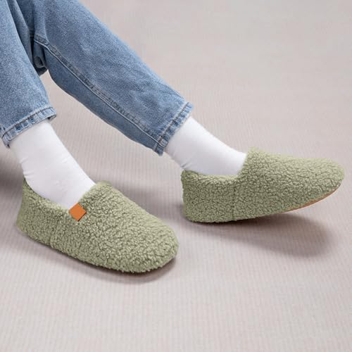 Women's House Slippers Memory Foam House Shoes Cozy Closed Back Slippers with Curly Fleece for Indoor Outdoor