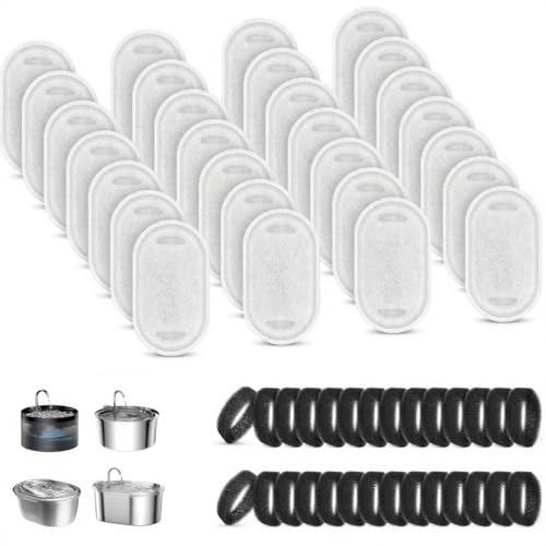 28+28 Pack Cat Water Fountain Filters, Pet Water Fountain Filters Replacement for Dog/Cat Stainless Steel Fountain 108oz/...
