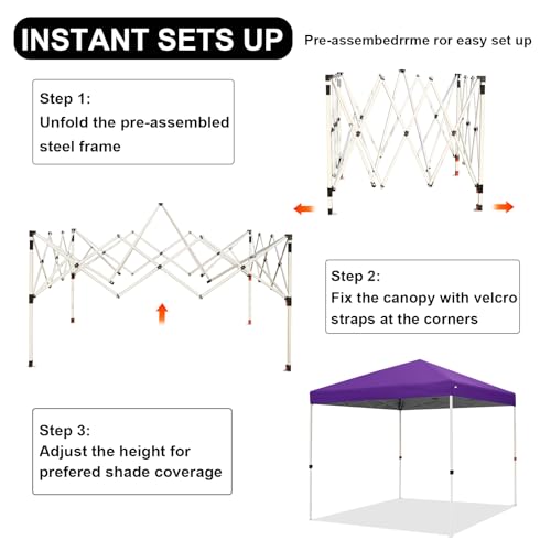 Northroad 8X8 FT Pop Up Canopy, Outdoor Instant Canopy Tent w/Carrying Bag, Portable Gazebo Shelter for Wedding Party,Comm...