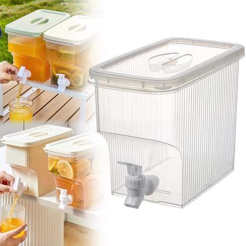 Water Dispenser with Spigot, 1 Gallon Leak-proof Plastic Drink Dispenser with Lid, Fridge Iced Juice Dispensers for Party,...