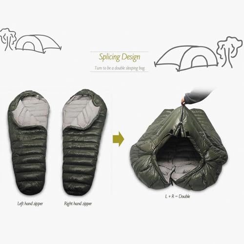Ultralight Down Sleeping Bag for Cold Weather Camping - Water Resistant Nylon Shell with Soft Polyester Lining for Comfort...