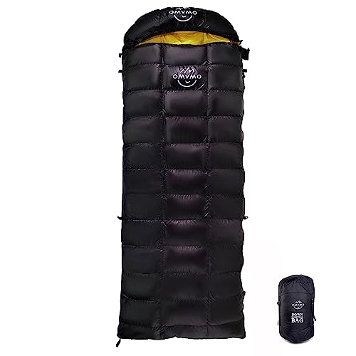 OMVMO 0 20 Degrees F Down Sleeping Bag for Adults,4 Season Cold Weather Rectangle Wearable Down Sleeping Bag for Camping H...