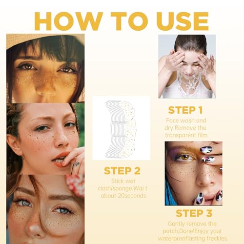 Jemattely 10 Count Makeup Patches Christmas Party Gold Face Glitter Makeup Speckles Glow Up Makeup Patches Face Glitter Sp...